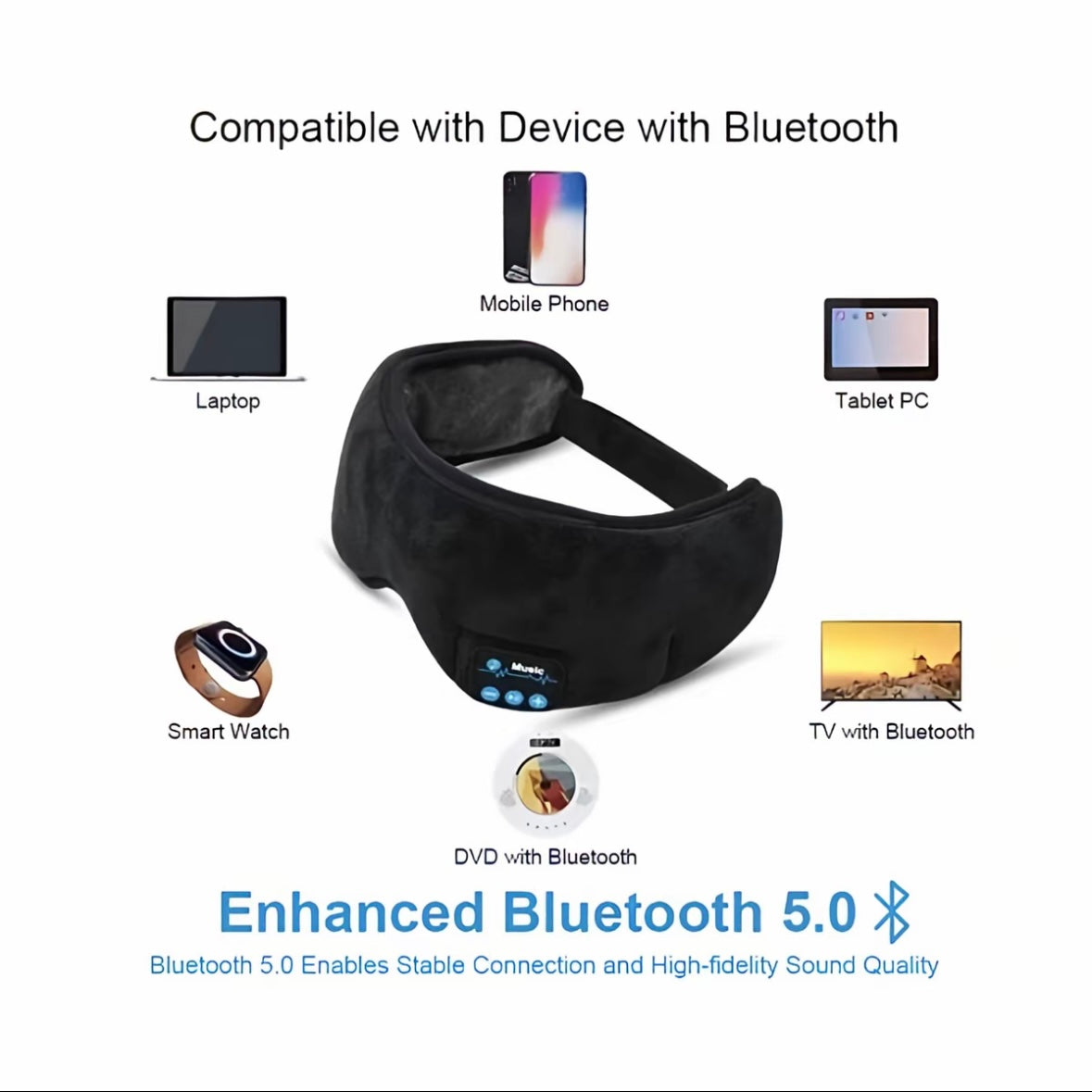 Máscara de Dormir Bluetooth com Fones de Ouvido