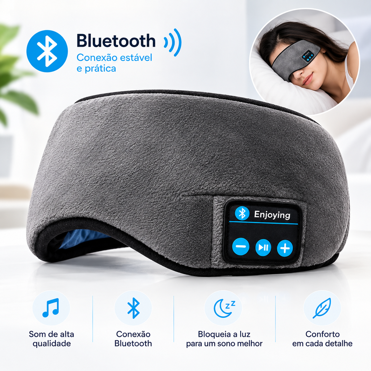 Máscara de Dormir Bluetooth com Fones de Ouvido
