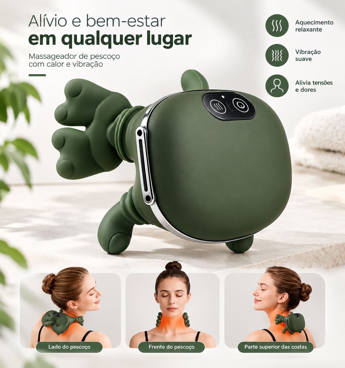 Massageador Elétrico para Pescoço e Ombros 3D – Sem Fio e Mãos Livres