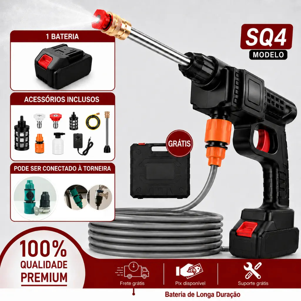Lavadora Portátil de Alta Pressão Recarregável Bivolt – Pistola Lava Jato para Carros, Motos e Jardim