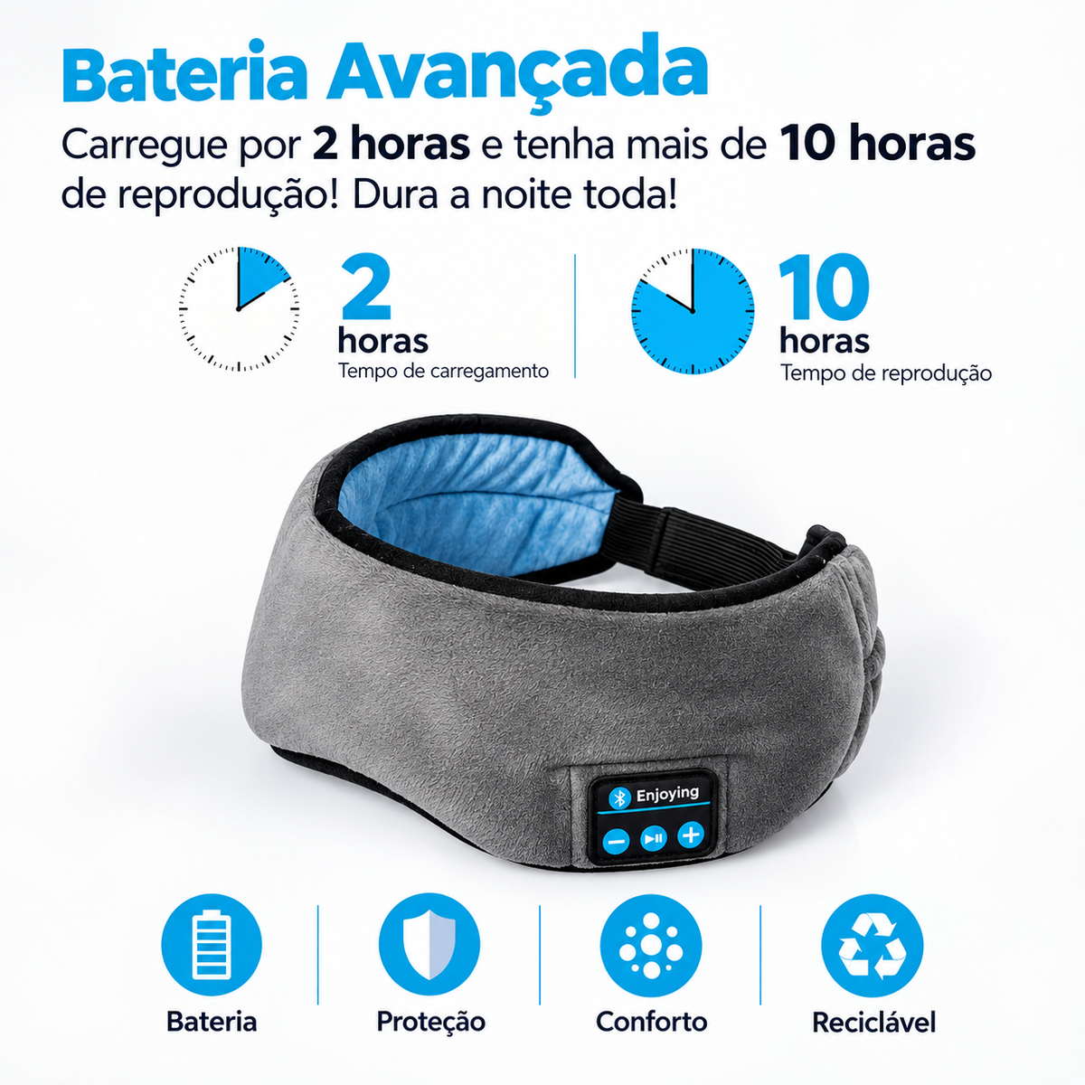 Máscara de Dormir Bluetooth com Fones de Ouvido