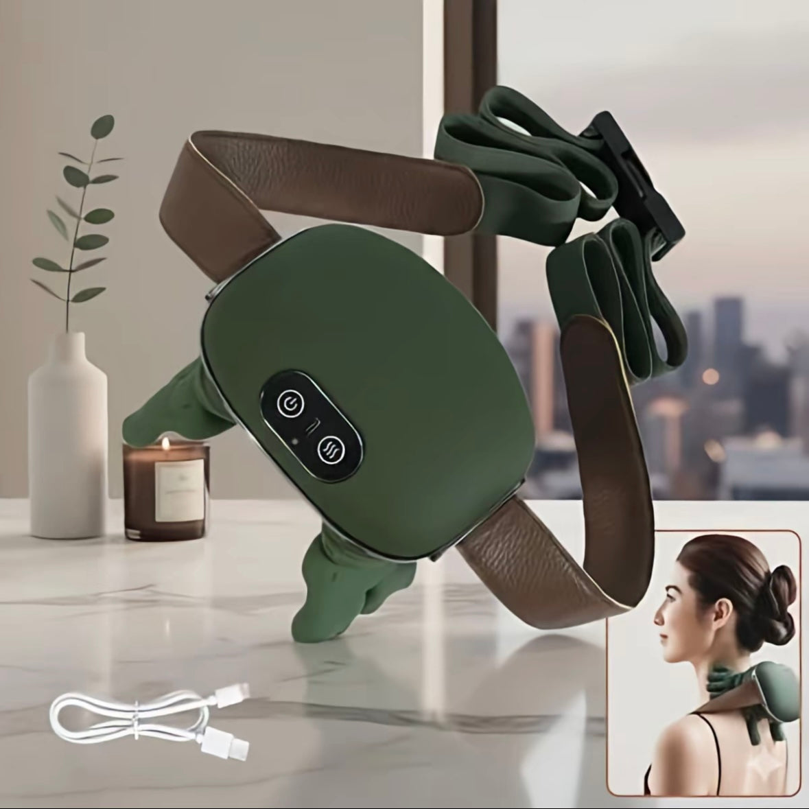 Massageador Elétrico para Pescoço e Ombros 3D – Sem Fio e Mãos Livres
