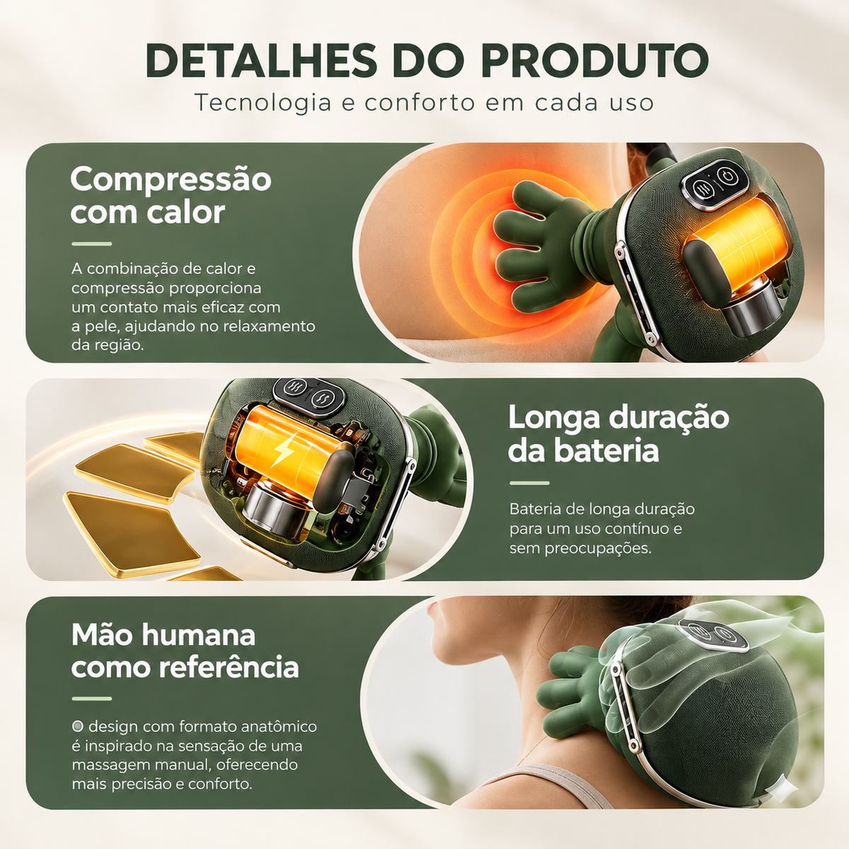 Massageador Elétrico para Pescoço e Ombros 3D – Sem Fio e Mãos Livres