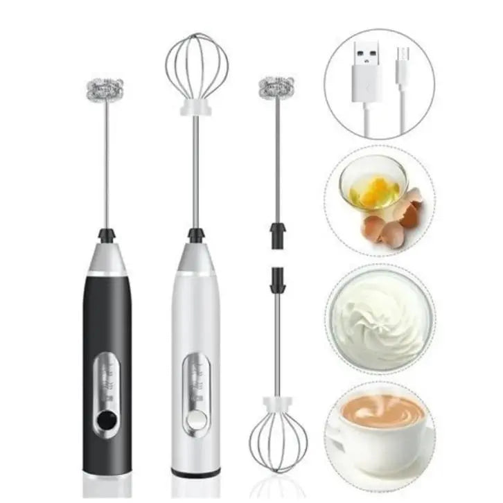 Batedor Mixer Elétrico 2 em 1 – Misturador para Café, Leite, Bebidas e Clara de Ovo